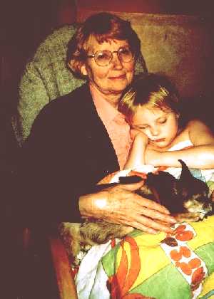 Grandma Grandaugther and Angie, Fall 2000