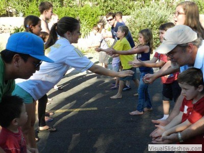 Water balloon toss starts